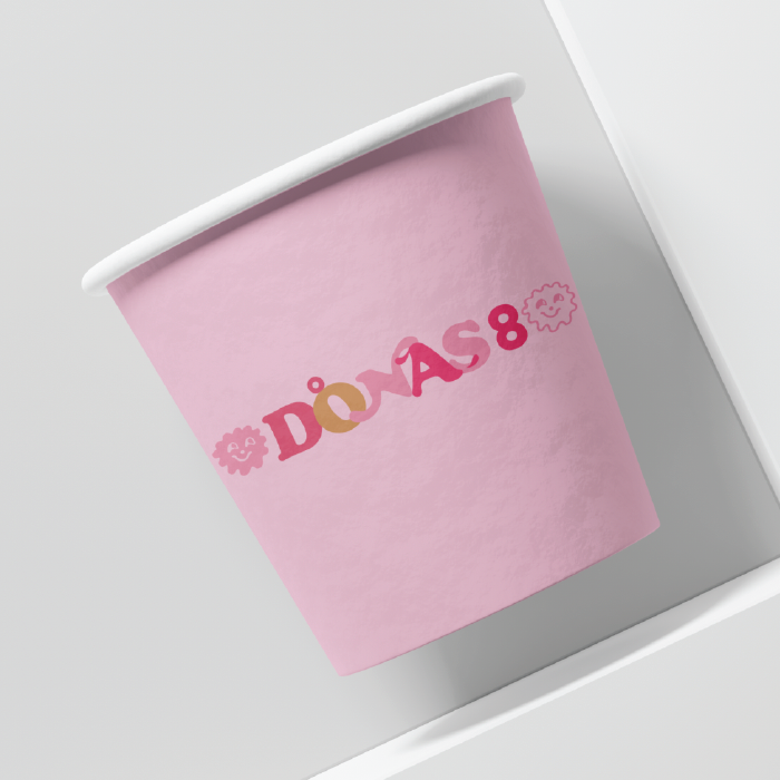 [BOX] DONAS 8 PAPER CUP - PINK 도나스8 낱개 판매 종이컵 (1,000/CTN)