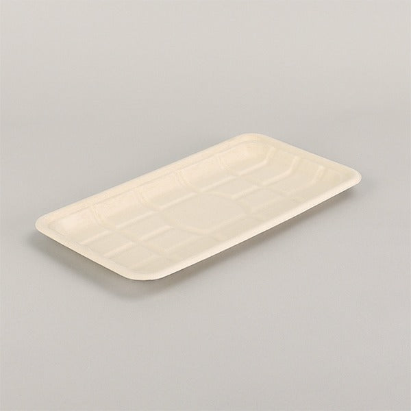 (LAST) [BOX] DISPOSABLE WOOD PULP PLATE TR-10S 고기판_친환경 사각 펄프접시트레이 TR-10S (500/CTN)