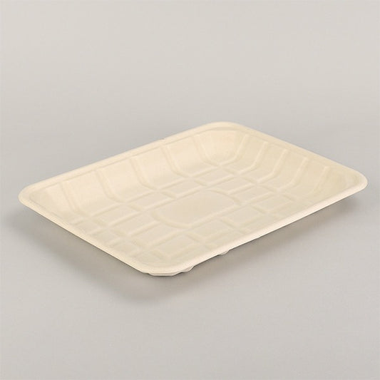 (LAST) [BOX] DISPOSABLE WOOD PULP PLATE TR-9P 고기판_친환경 사각 펄프접시트레이 TR-9P (500/CTN)