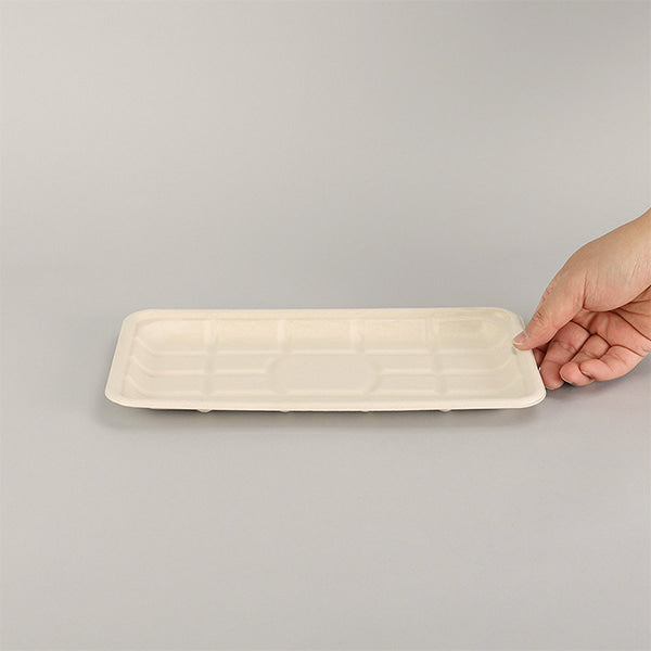 (LAST) [BOX] DISPOSABLE WOOD PULP PLATE TR-10S 고기판_친환경 사각 펄프접시트레이 TR-10S (500/CTN)